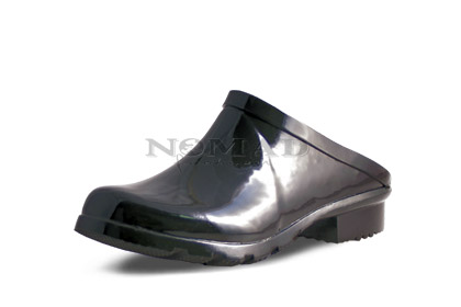 shiny black clogs